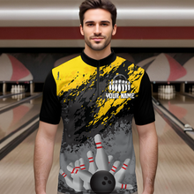 Load image into Gallery viewer, Custom Yellow Bowling Shirt forMen Women Team Bowling Jersey Bowling Polo &amp; 1/4 Zip Shirt MBL40