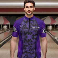 Load image into Gallery viewer, Camo Bowling Jersey For Men Bowling Team Shirt Custom Bowling Quarter-Zip Shirt BDT327