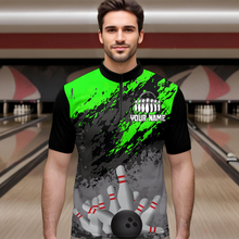Load image into Gallery viewer, Custom Green Bowling Shirt forMen Women Team Bowling Jersey Bowling Polo &amp; 1/4 Zip Shirt MBL40