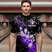 Load image into Gallery viewer, Custom Purple Lightning Bowling Shirts for Men Women Team Bowling Polo &amp; 1/4 Zip MBL80