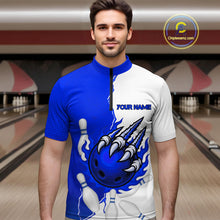 Load image into Gallery viewer, Custom Sharp Claws Bowling Shirt Blue Men Women Team Bowling Flaming Jerseys MBL91