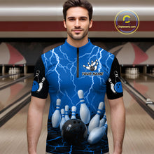 Load image into Gallery viewer, Blue Thunder Lightning &amp; Lava Bowling Shirt for Men Women Team Bowling Jersey MBL92