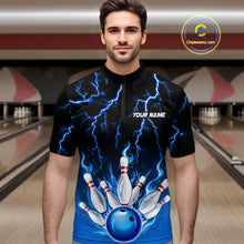 Load image into Gallery viewer, Blue Thunder Bowling Custom Men Bowling Shirt Polo &amp; Quarter-Zip Bowling Team Shirts HNT71