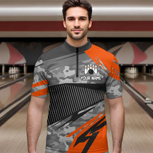Load image into Gallery viewer, Orange Camo Bowling Shirts for Women Men Custom Team Bowling Polo &amp; 1/4 Zip Shirt MBL61