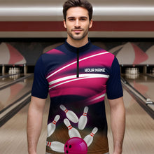Load image into Gallery viewer, Custom Pink Bowling Jersey Bowling Team Shirts For Men Bowling League Polo &amp; 1/4 Zip HNT163