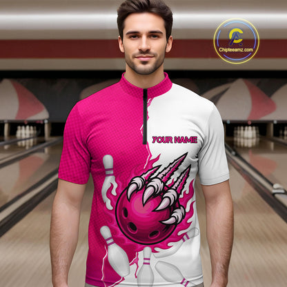 Custom Sharp Claws Bowling Shirt Pink Men Women Team Bowling Flaming Jerseys MBL91