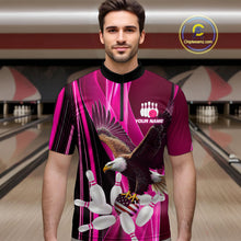 Load image into Gallery viewer, Custom Pink Eagle Bowling Shirt for Men Women Team Bowling Polo Shirts &amp; 1/4 Zip MBL95