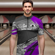 Load image into Gallery viewer, Purple Camo Bowling Shirts for Women Men Custom Team Bowling Polo &amp; 1/4 Zip Shirt MBL61