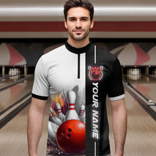 Load image into Gallery viewer, Custom Bowling Jersey for Men Bowling Gifts for Men Bowling Team Shirts with Name Polo &amp; 1/4 Zip HNT25