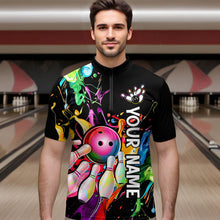 Load image into Gallery viewer, Colorful Bowling Shirt Bowling Jersey Men Personalized Bowling Team Jersey Polo &amp; 1/4 Zip HNT33
