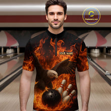 Load image into Gallery viewer, Flame Eagle Bowling Polo, Quarter Zip Shirts For Men Custom Eagle Bowling Team Jerseys NQS9972