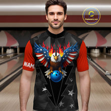Load image into Gallery viewer, Eagle US Flag Bowling Custom Men Bowling Shirt Polo &amp; Quarter-Zip Bowling Team Jerseys HNT67