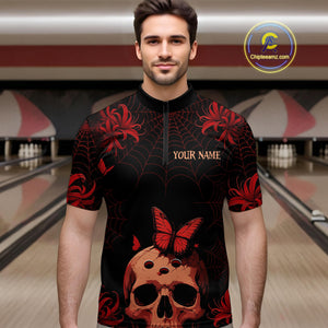 Skull Halloween Team Shirt Custom Horror Bowling Jersey for Men Bowling League Bowling Outfit QZT734