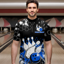 Load image into Gallery viewer, Blue Watercolor Bowling Shirts Men Women Team Custom Bowling Polo &amp; 1/4 Zip Shirt MBL60