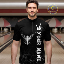 Load image into Gallery viewer, Custom Black Eagle Bowling Men Bowling Shirt Polo &amp; Quarter-Zip Bowling Team Jerseys HNT77