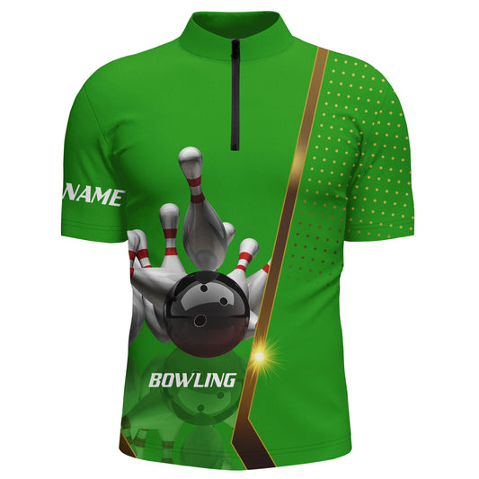 Personalized Men Bowling Quarter-Zip Shirt for Men Bowlers Custom Team bowling Jersey | Multi color NQS5947