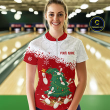 Load image into Gallery viewer, Custom Funny Christmas Bowling Jersey for Women Bowling Team Shirts Polo &amp; 1/4 Zip HNT131