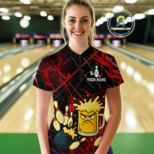 Load image into Gallery viewer, Custom Red Funny Beer Bowling Shirt Team Bowling League Jersey for Women Bowling Outfit QZT767