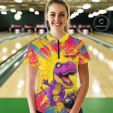 Load image into Gallery viewer, Custom Graffiti Dinosaur Bowling Jersey for Women Unisex Bowling Shirts for Team Polo &amp; 1/4 Zip HNT240