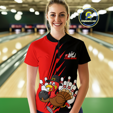 Load image into Gallery viewer, Red Turkey Bowling Shirts for Women Men Team Custom Bowling Jerseys Thanksgiving MBL180