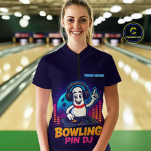 Load image into Gallery viewer, Funny Bowling Pins Music Shirt Custom Neon Bowling Jersey for Women Polo &amp; 1/4 Zip Bowling Gift QZT790
