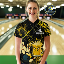 Load image into Gallery viewer, Custom Yellow Funny Beer Bowling Shirt Team Bowling League Jersey for Women Bowling Outfit QZT767