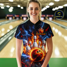 Load image into Gallery viewer, Flaming and Lightning Bowling Shirts for Team Women Men Bowling Polo &amp; 1/4 Zip Shirt MBL242