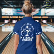 Load image into Gallery viewer, Funny blue and white argyle retro Women Bowling Shirts Custom Does this shirt make my balls look big NQS10610