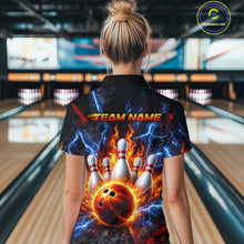 Load image into Gallery viewer, Flaming and Lightning Bowling Shirts for Team Women Men Bowling Polo &amp; 1/4 Zip Shirt MBL242