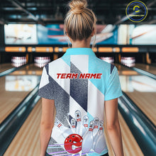 Load image into Gallery viewer, Blue Bowling Shirts for Team Women Men Custom Bowling Polo and 1/4 Zip Shirt MBL226