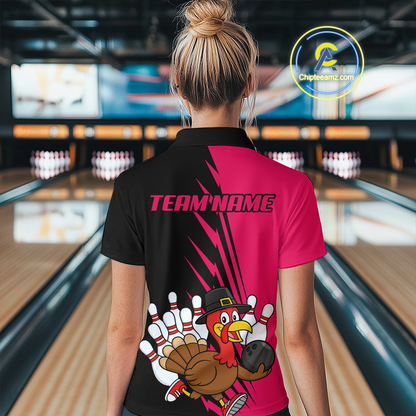 Pink Turkey Bowling Shirts for Women Men Team Custom Bowling Jerseys Thanksgiving MBL180