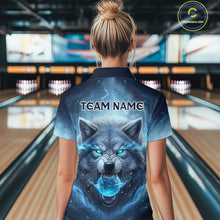 Load image into Gallery viewer, Blue Wolf Bowling Shirts Team Women Men Custom Bowling Jersey Bowl Polo&amp;1/4 Zip MBL239