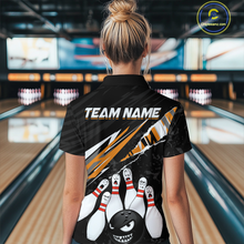 Load image into Gallery viewer, Custom Orange Funny Bowling Jersey for Women Bowling Uniform Polo &amp; 1/4 Zip Bowling Team Shirts HNT128