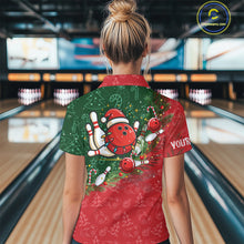 Load image into Gallery viewer, Christmas Santa Women Bowling Polo, Quarter Zip Shirt Custom Christmas Team Bowling outfit For Ladies NQS10342