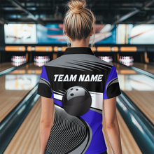 Load image into Gallery viewer, Black&amp;Blue Bowling Shirt for Men Women Team Custom Bowling Polo &amp; 1/4 Zip Shirt MBL43