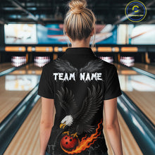 Load image into Gallery viewer, Custom Black Eagle Bowling Women Bowling Shirt Polo &amp; Quarter-Zip Bowling Team Jerseys HNT77