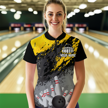 Load image into Gallery viewer, Custom Yellow Bowling Shirt forMen Women Team Bowling Jersey Bowling Polo &amp; 1/4 Zip Shirt MBL40