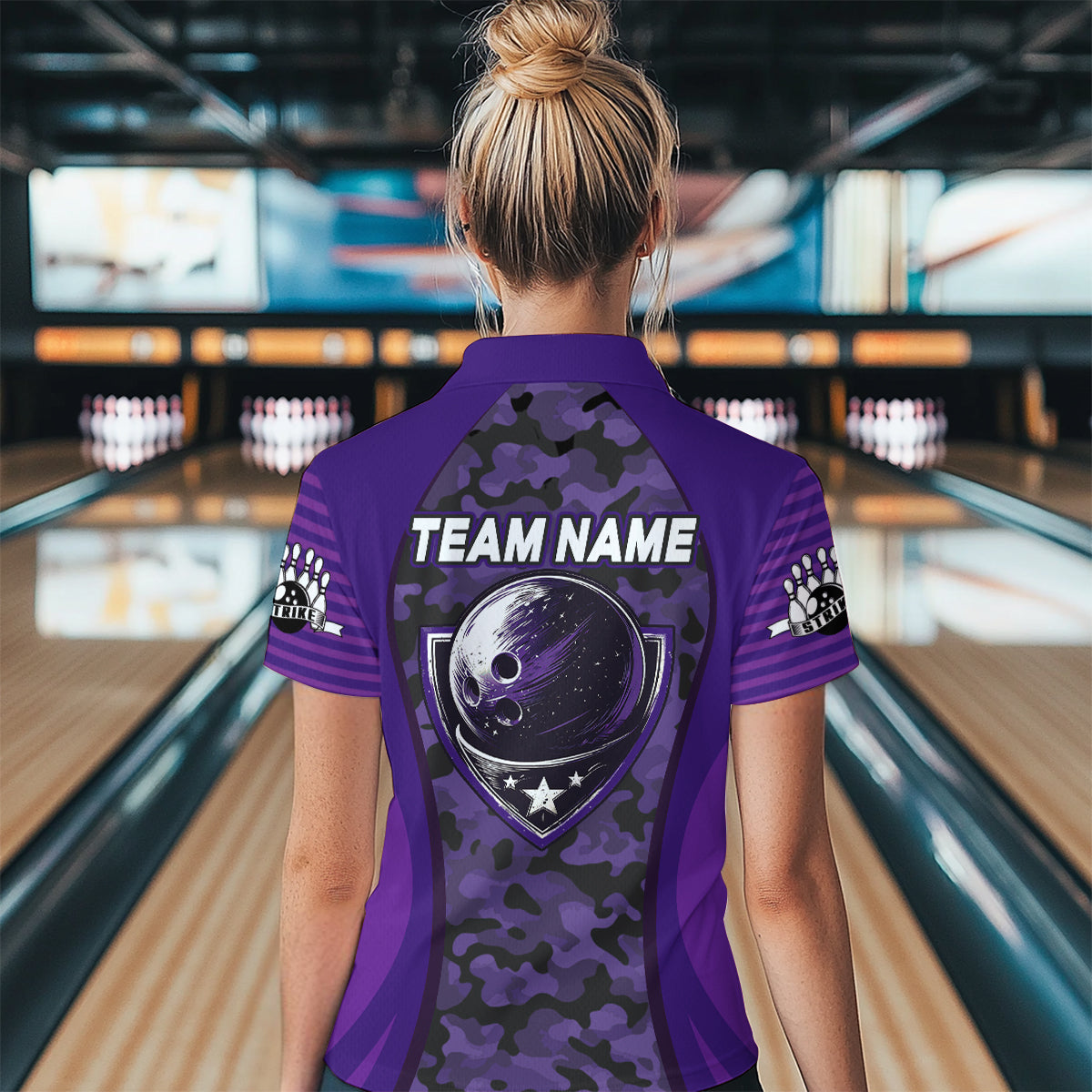 Camo Bowling Jersey For Women Bowling Team Shirt Custom Bowling Quarter-Zip Shirt BDT327