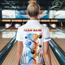 Load image into Gallery viewer, Custom Flame &amp; Water DNA Bowling Shirt White Quarter-Zip Bowling Jersey for Men And Women QZT685