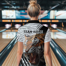 Load image into Gallery viewer, Black &amp; White Bowling Shirt Tiger Bowling Team Jersey Quarter Zip Bowling for Men &amp; Women QZT641