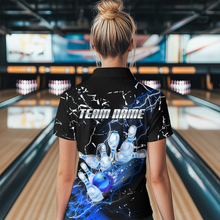 Load image into Gallery viewer, Custom Bllue Lightning Bowling Shirts for Men Women Team Bowling Polo &amp; 1/4 Zip MBL80