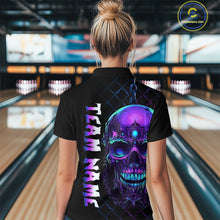 Load image into Gallery viewer, Purple Skull Bowling Custom Women Bowling Shirt Polo &amp; Quarter-Zip Bowling Team Jerseys HNT51
