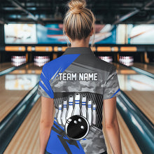 Load image into Gallery viewer, Blue Camo Bowling Shirts for Women Men Custom Team Bowling Polo &amp; 1/4 Zip Shirt MBL61