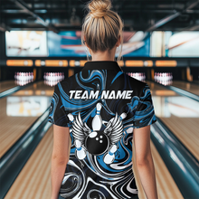 Load image into Gallery viewer, Personalized Bowling Shirt for Men and Women Bowling Team Jersey Blue 1/4 Zip Shirt QZT601