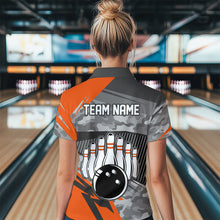Load image into Gallery viewer, Orange Camo Bowling Shirts for Women Men Custom Team Bowling Polo &amp; 1/4 Zip Shirt MBL61