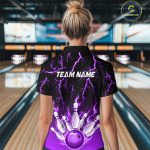 Load image into Gallery viewer, Purple Thunder Bowling Custom Women Bowling Shirt Polo &amp; Quarter-Zip Bowling Team Shirts HNT71