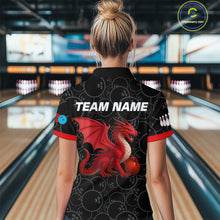 Load image into Gallery viewer, Custom Red Dragon Bowling Shirts for Men Women Team Bowling Polo &amp; Quarter Zip MBL86