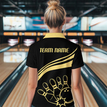 Load image into Gallery viewer, Black&amp;Gold Bowling Quarter-Zip Shirt Women Custom Bowling Jersey Vintage Bowling Team League Shirt BDT117
