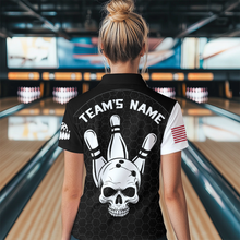 Load image into Gallery viewer, Custom Bowling 1/4-Zip Shirt for Men Women Skull Bowling Jersey Bowling Team League QZT47-4