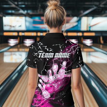 Load image into Gallery viewer, Custom Pink Lightning Bowling Shirts for Men Women Team Bowling Polo &amp; 1/4 Zip MBL80
